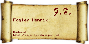 Fogler Henrik névjegykártya